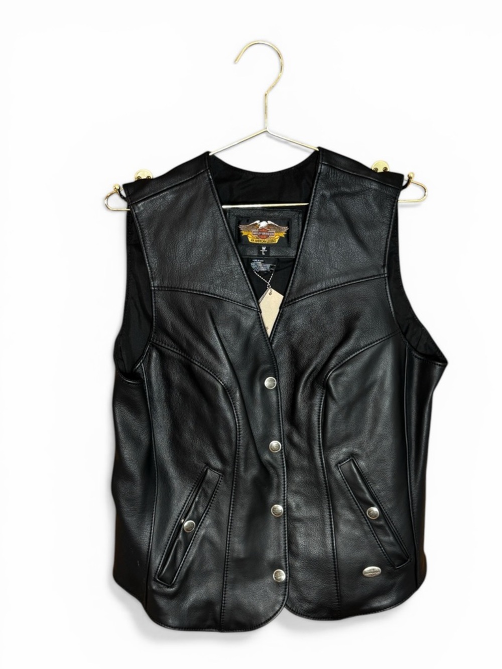 New Harley Davison Leather Vest Womens Large “Basic Skins” Vintage 90s USA Made - Picture 2 of 7